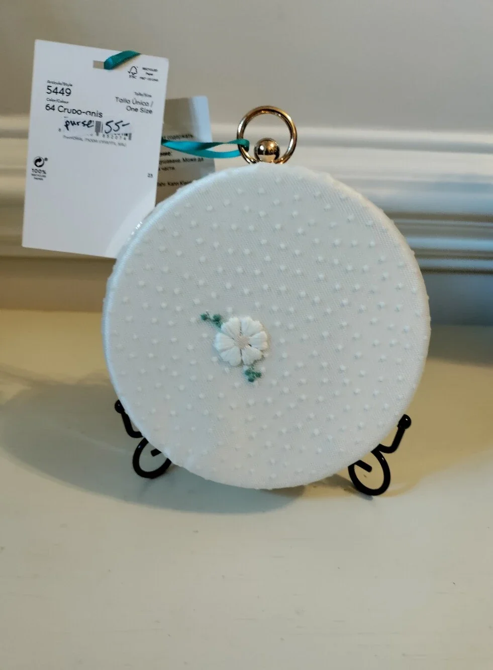 Abel & Lula Girls White Round Floral Clutch Purse 6